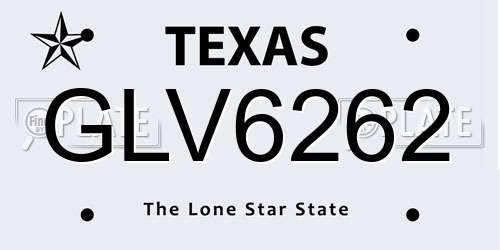 GLV6262 Texas License Plate
