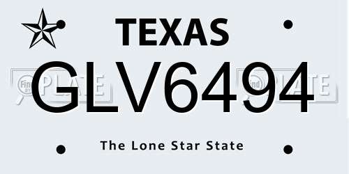 GLV6494 Texas License Plate