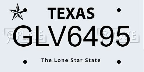 GLV6495 Texas License Plate