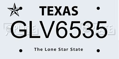 GLV6535 Texas License Plate