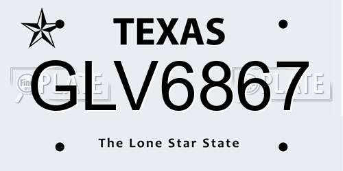GLV6867 Texas License Plate