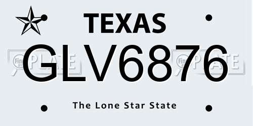 GLV6876 Texas License Plate