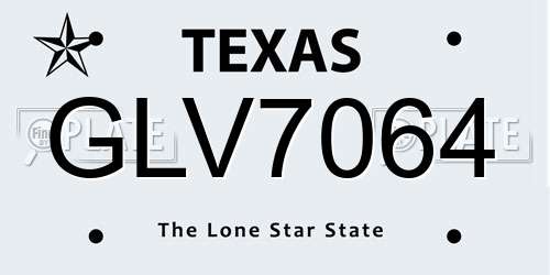 GLV7064 Texas License Plate