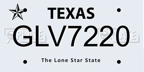GLV7220 Texas License Plate