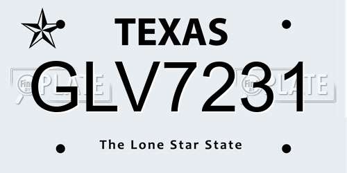GLV7231 Texas License Plate
