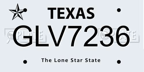 GLV7236 Texas License Plate