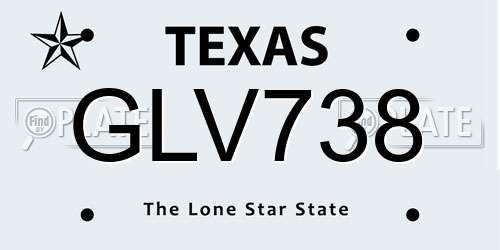 GLV738 Texas License Plate