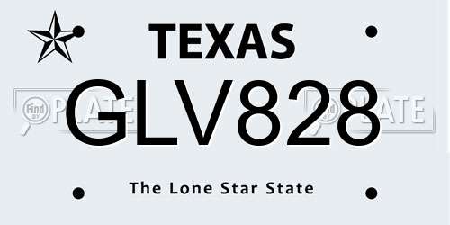 GLV828 Texas License Plate