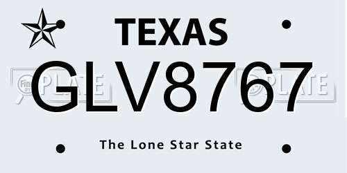 GLV8767 Texas License Plate
