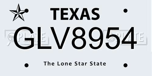 GLV8954 Texas License Plate