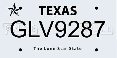 GLV9287 Texas License Plate