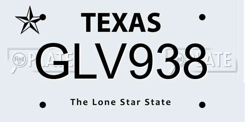 GLV938 Texas License Plate