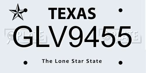 GLV9455 Texas License Plate