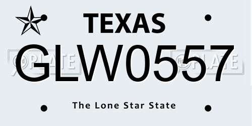 GLW0557 Texas License Plate