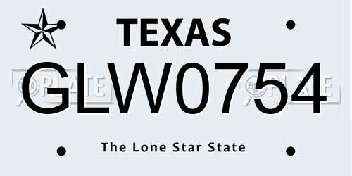 GLW0754 Texas License Plate
