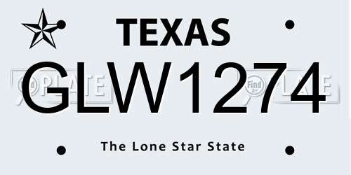 GLW1274 Texas License Plate