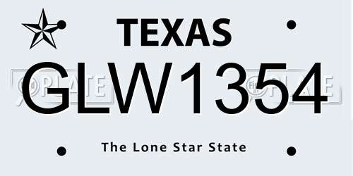 GLW1354 Texas License Plate