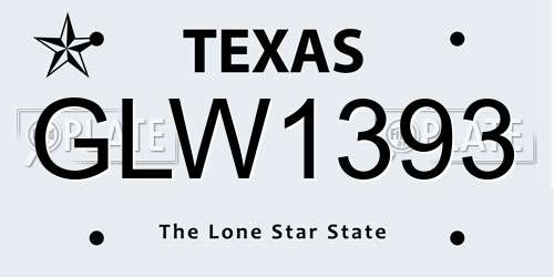 GLW1393 Texas License Plate