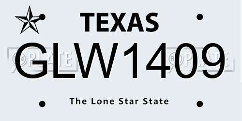GLW1409 Texas License Plate