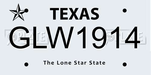 GLW1914 Texas License Plate