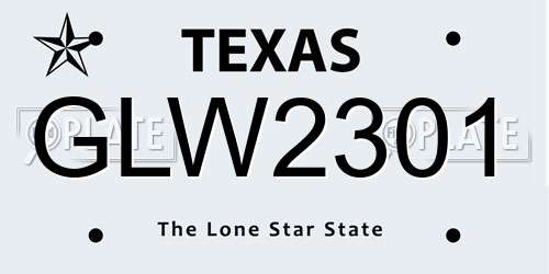 GLW2301 Texas License Plate