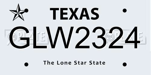 GLW2324 Texas License Plate