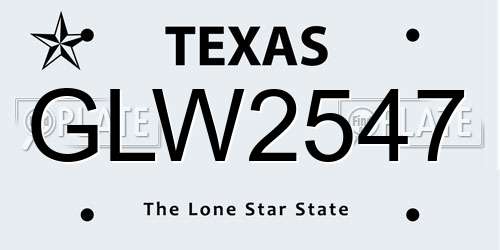 GLW2547 Texas License Plate