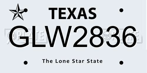 GLW2836 Texas License Plate