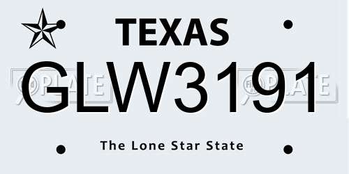 GLW3191 Texas License Plate