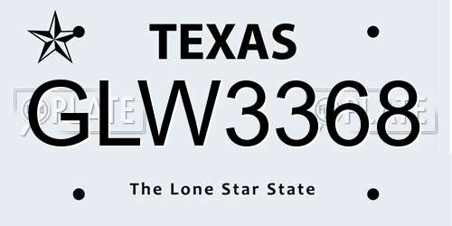 GLW3368 Texas License Plate