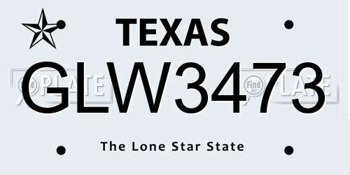 GLW3473 Texas License Plate