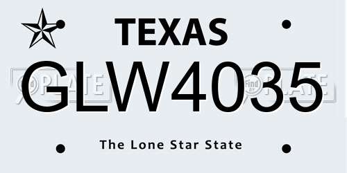 GLW4035 Texas License Plate