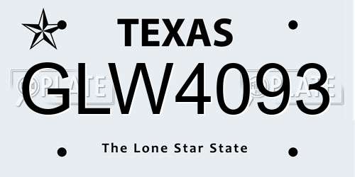 GLW4093 Texas License Plate