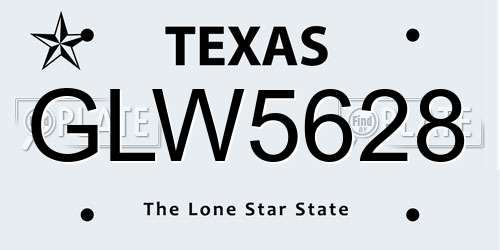 GLW5628 Texas License Plate