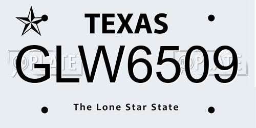 GLW6509 Texas License Plate
