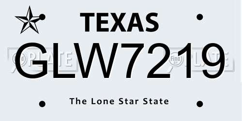 GLW7219 Texas License Plate