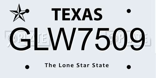 GLW7509 Texas License Plate