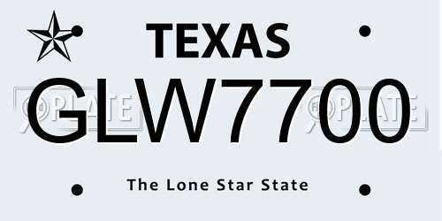 GLW7700 Texas License Plate