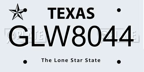 GLW8044 Texas License Plate