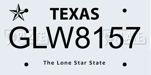 GLW8157 Texas License Plate