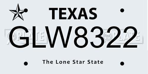 GLW8322 Texas License Plate