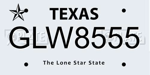 GLW8555 Texas License Plate