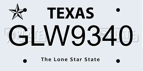 GLW9340 Texas License Plate