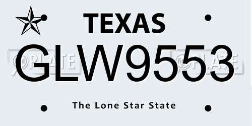 GLW9553 Texas License Plate