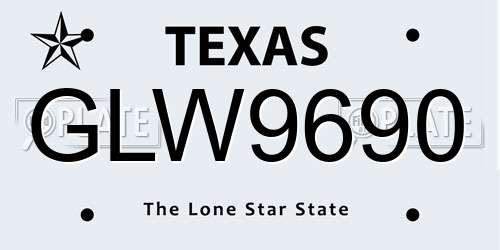 GLW9690 Texas License Plate