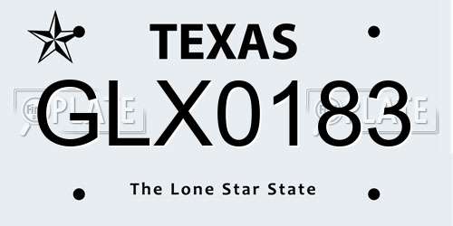 GLX0183 Texas License Plate