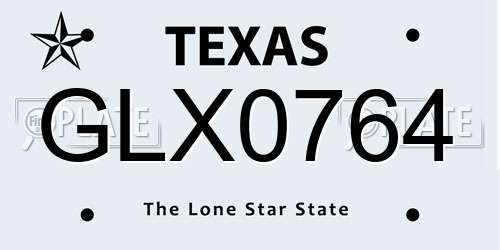 GLX0764 Texas License Plate