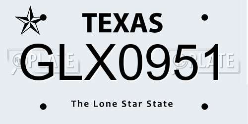 GLX0951 Texas License Plate