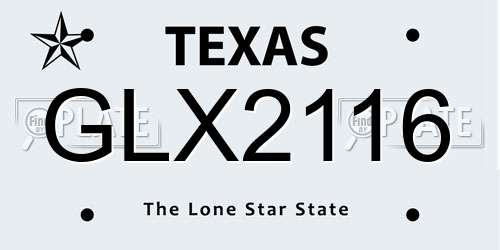 GLX2116 Texas License Plate
