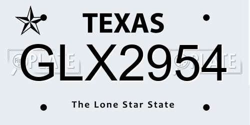 GLX2954 Texas License Plate